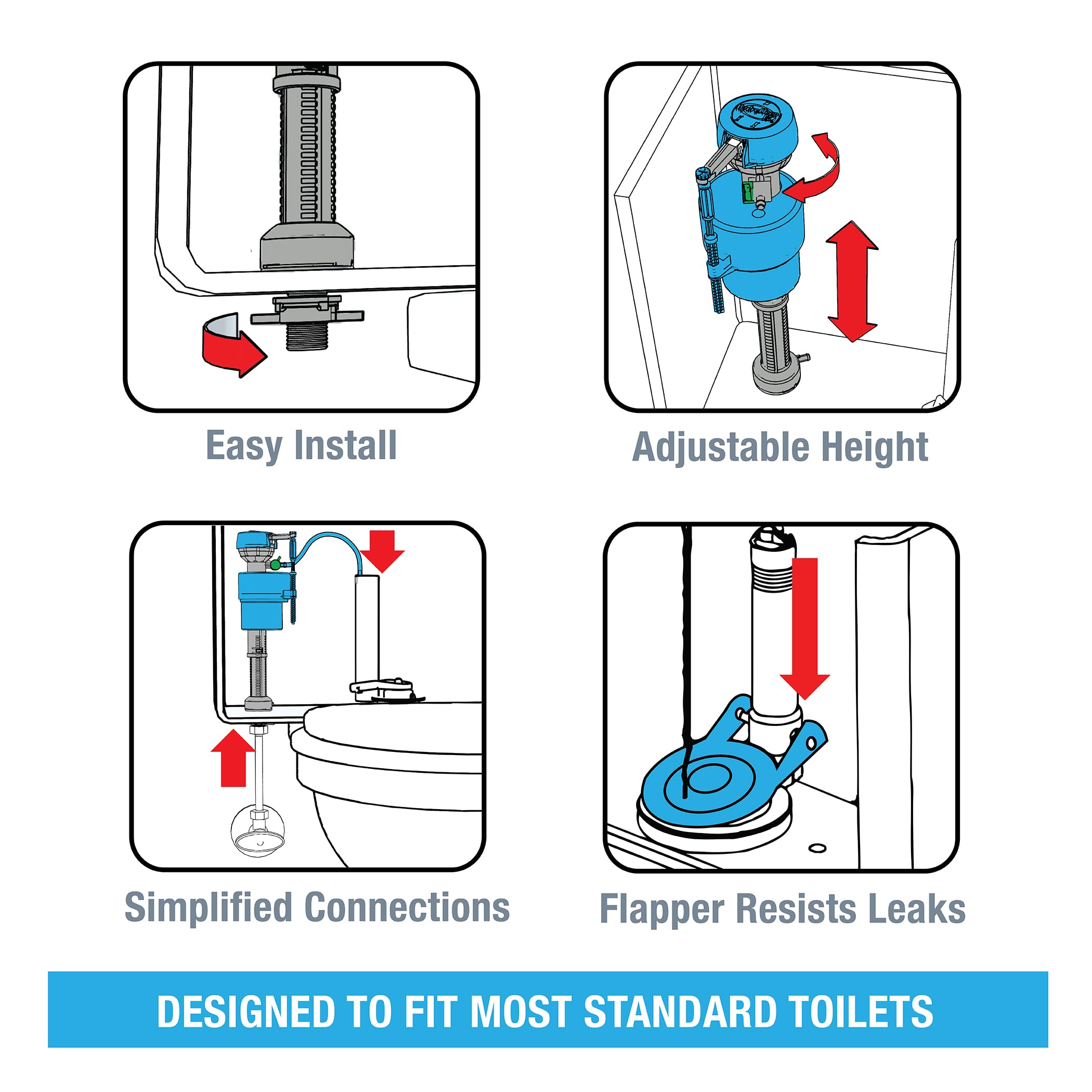 Danco HFX320 HydroFix Toilet Repair Kit for 3-inch Flush Valve Toilets, Fix Running, Noisy, and Leaky Toilets - Image 3