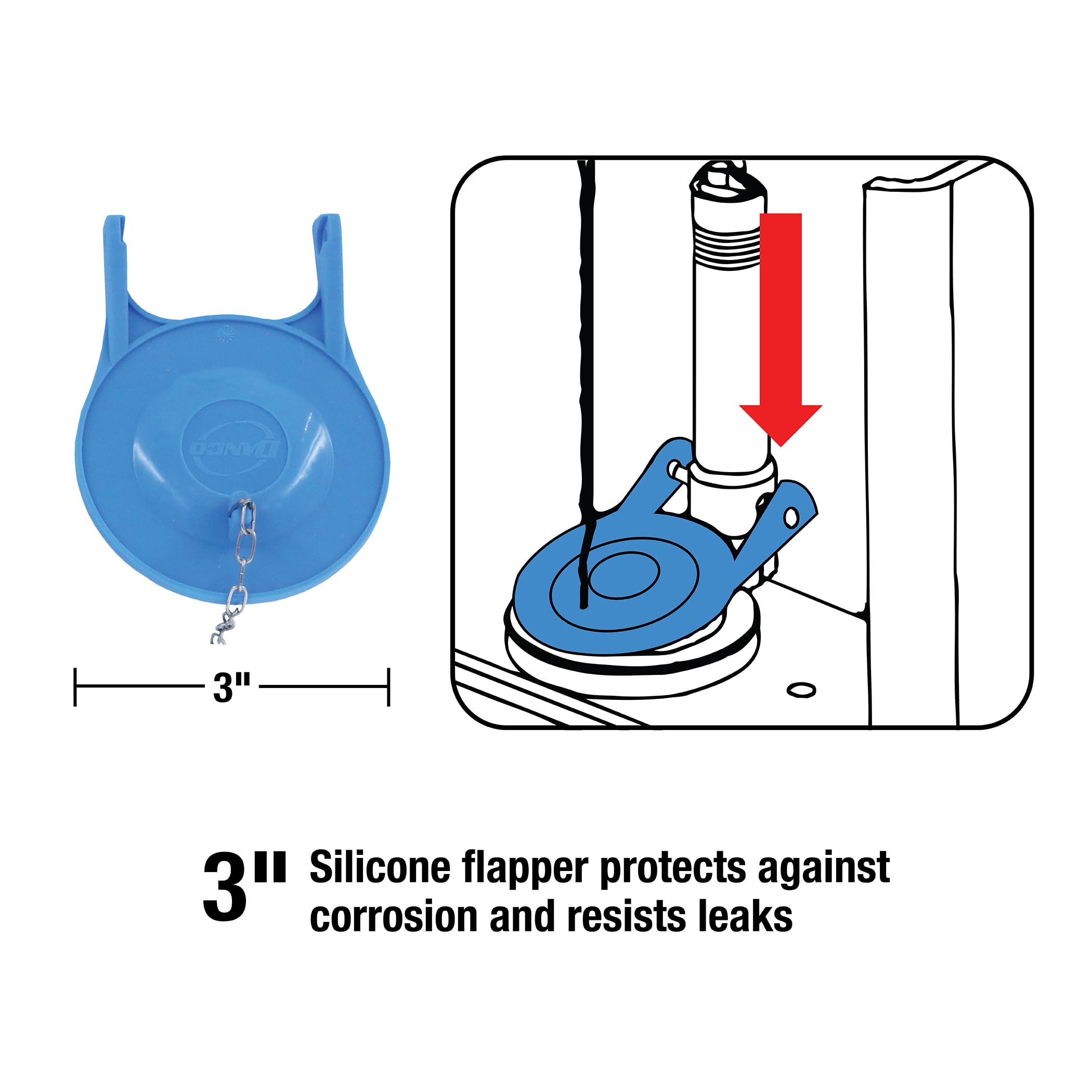 Danco HFX320 HydroFix Toilet Repair Kit for 3-inch Flush Valve Toilets, Fix Running, Noisy, and Leaky Toilets - Image 6