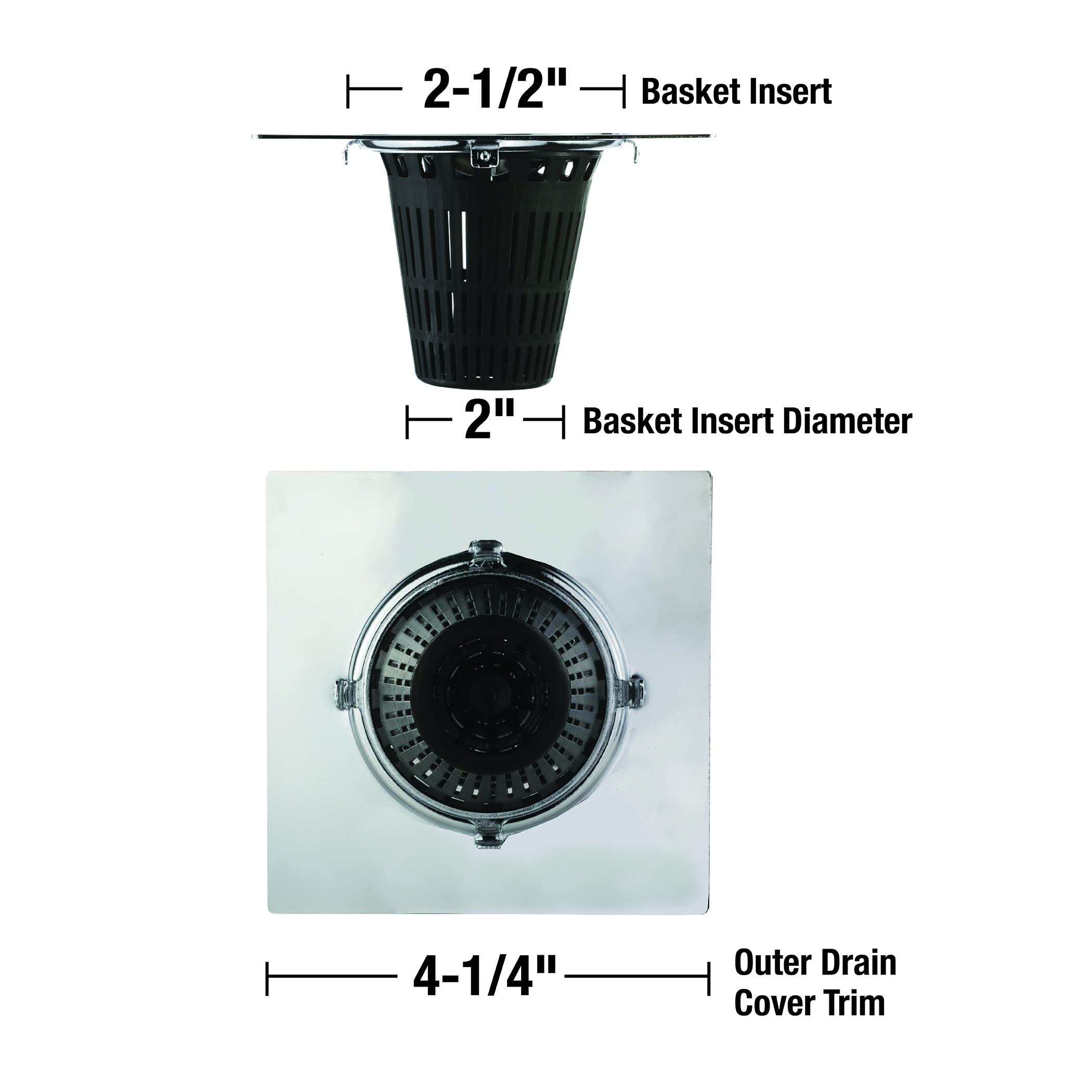 Danco Square Shower Drain Hair Catcher for Stand-Alone Shower Drain, 4-1/4 in. Shower Drain Cover, Shower Drain Protector, Chrome (11015) - Image 3