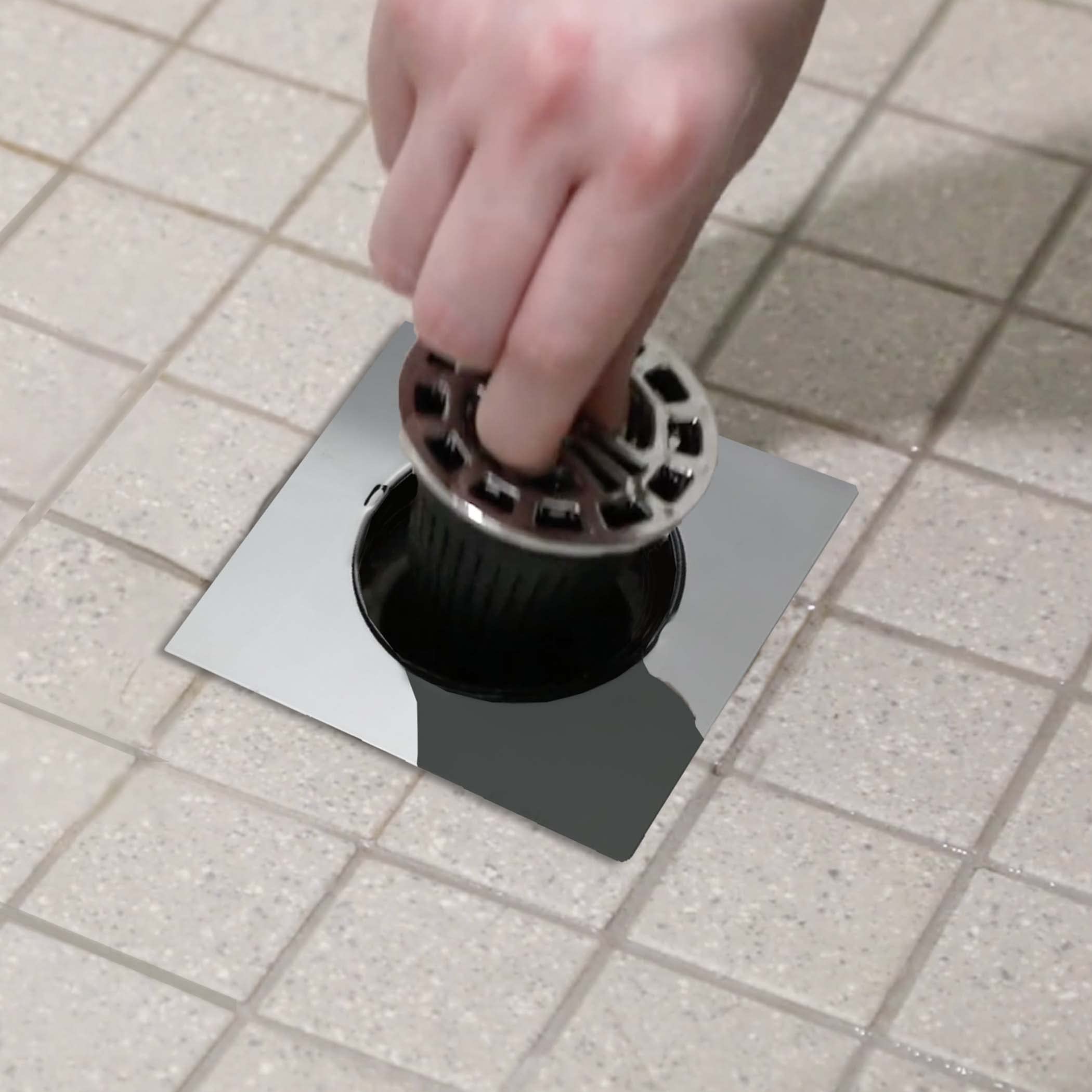 Danco Square Shower Drain Hair Catcher for Stand-Alone Shower Drain, 4-1/4 in. Shower Drain Cover, Shower Drain Protector, Chrome (11015) - Image 5