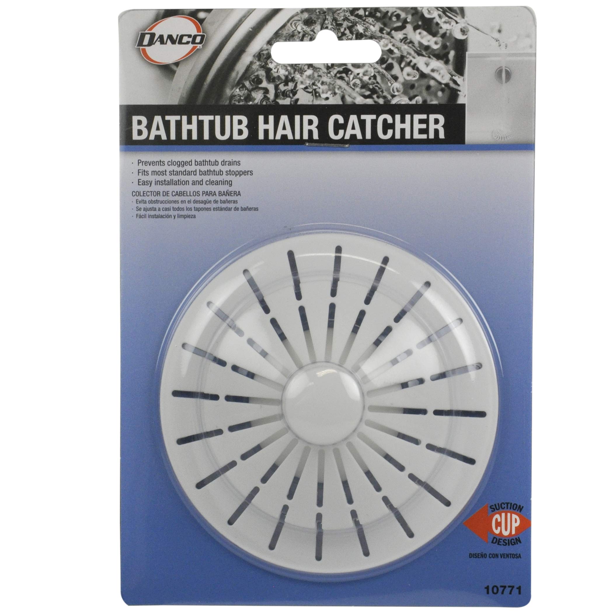 DANCO Universal Bathroom Bathtub Suction Cup Hair Catcher Strainer and Snare | Fits Lift & Turn, Push Button & Trip Lever Bathtub Drains | White (10771) - Image 10