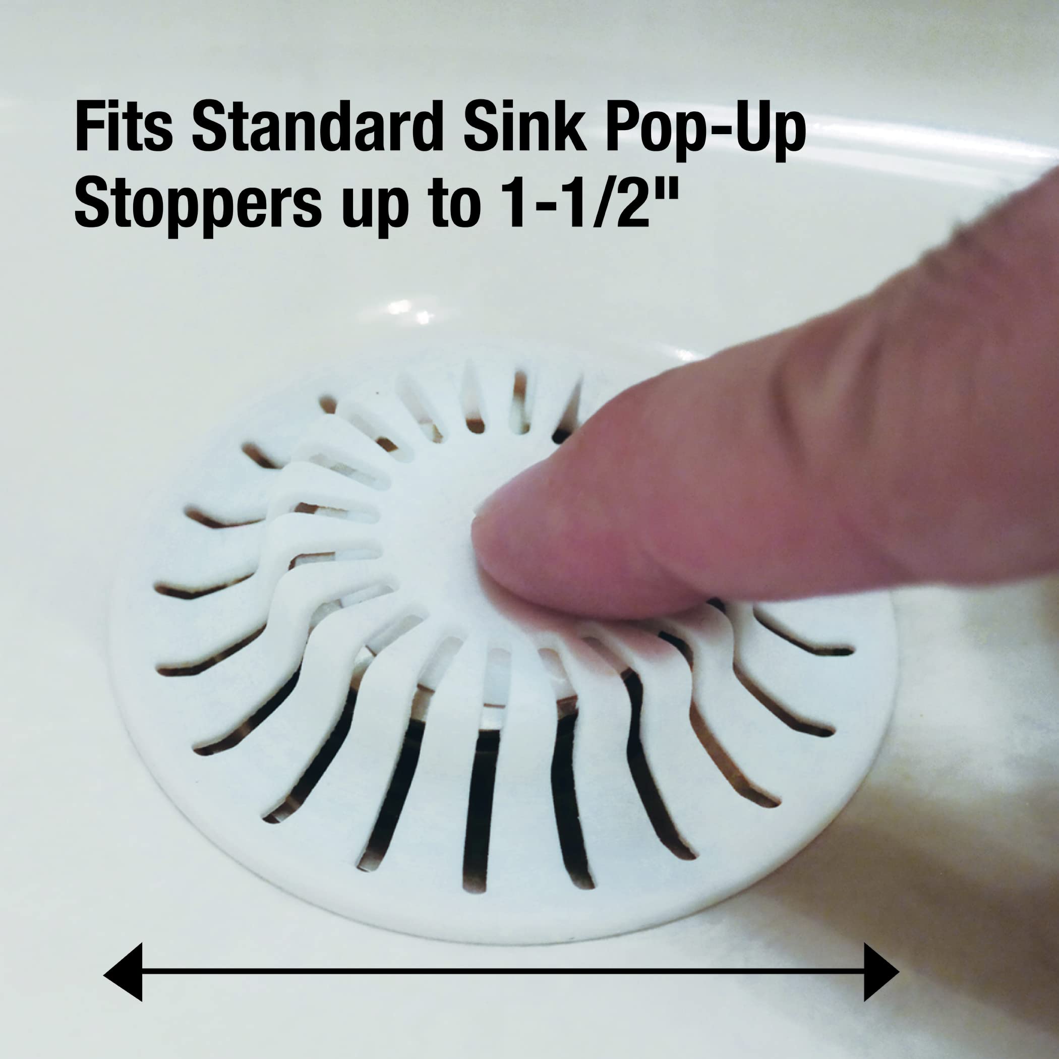 DANCO Universal Bathroom Sink Suction Cup Hair Catcher Strainer and Snare | For Pop-Up Stoppers | White | 2 Pack (10769) - Image 3