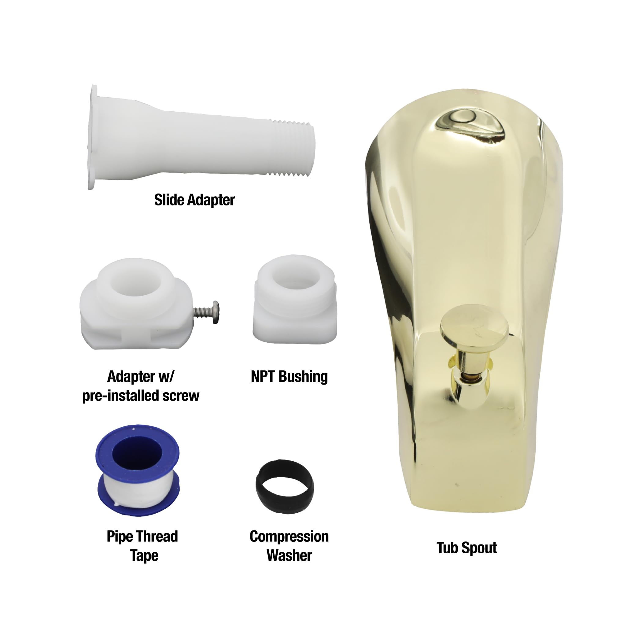 DANCO Universal Tub Spout with Diverter, Polished Brass, 1-Pack (89265) - Image 6
